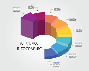 circle pie chart level template for infographic for presentation for 8 element - obrazy, fototapety, plakaty