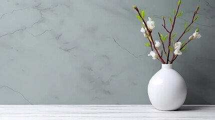 Empty white table top and white wall for product display mock up background, template