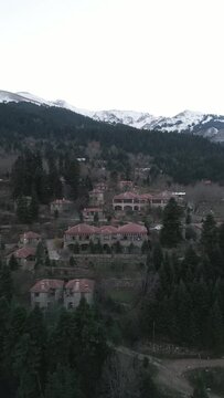 Athanasios Diakos village at the foot of the snowy Vardousia mountain