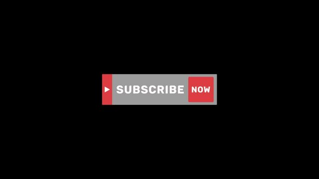 Modern Subscribe Now button in red, white, and gray colors – Animation on a black background – Subscription button for video channels