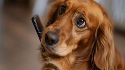 Dog arguing over the phone. Generative Ai