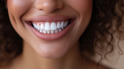 Fototapeta premium Very close up female's healthy teeth smiling
