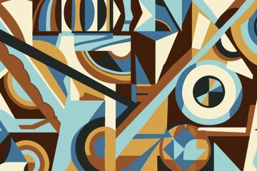 Illustration of Brown and blue colored geometric shapes pattern representing abstract background