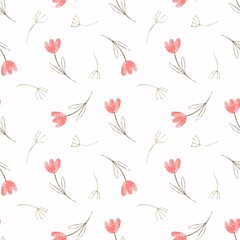 Seamless pattern with cute watercolor flowers