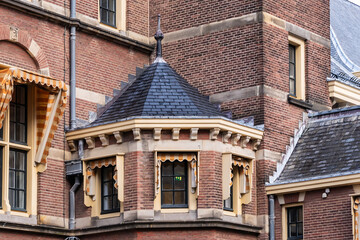 Fragments of Binnenhof (Inner court) - XIII century complex of buildings, is among the oldest Parliament buildings in the world still in use. The Hague (Den Haag), The Netherlands. 