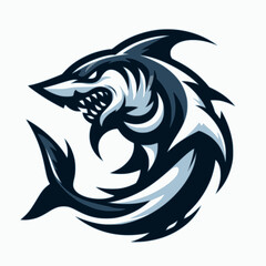 Shark Stylized. Menacing Stylized Creature. A Textless Logo with a White Background