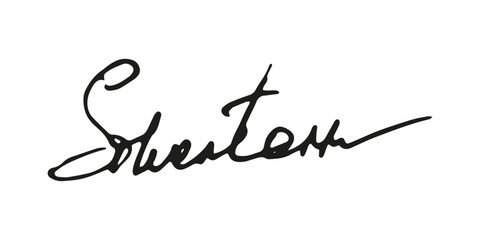Fake signature hand drawn sample own autograph. Fictitious handwritten signature. Black ink. Scribble for sample contracts documents certificates or letters. Vector illustration.