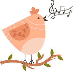Singing Bird On Twig