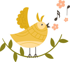 Singing Bird On Twig
