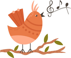 Singing Bird On Twig