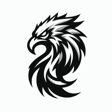 Garuda Bird Stylized. White-Background Logo with a Menacing Stylized Creature