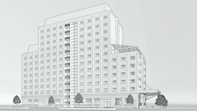 Digital Twin (BIM) of a multi-family residential building, schematic representation of the Architectural discipline.