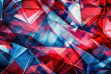 Illustration of Red and blue colored geometric shapes pattern representing abstract background
