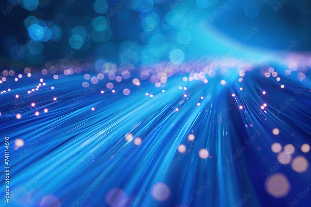Aufkleber blue swirls of fractal energy in abstract wave particle design, illuminated by creative light and ge