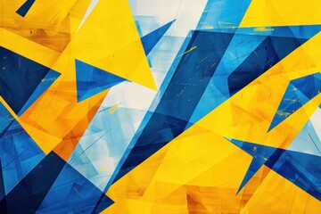 Illustration of Yellow and blue colored geometric shapes pattern representing abstract background