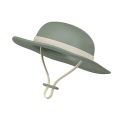 3D render, Green hiking hat on Transparent background