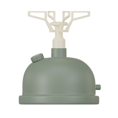 3D render, Green hiking stove on Transparent background
