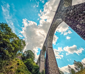 The Ravenna Bridge Viaduct, located within the Black Forest in Germany. The bridge is a 190 ft high...