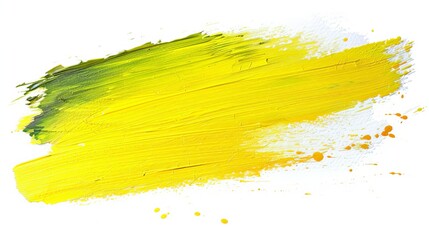 Vibrant yellow paint stroke isolated on a clean white background for artistic design projects