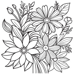 Luxury floral outline drawing coloring book pages line art sketch