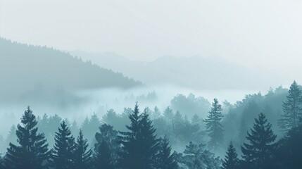 gradient background featuring shades of pale blue and misty gray, capturing the tranquility of a foggy morning
