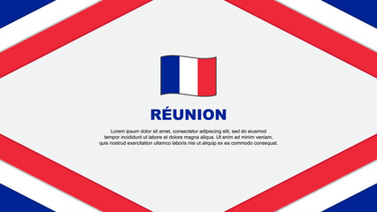 Reunion Flag Abstract Background Design Template. Reunion Independence Day Banner Cartoon Vector Illustration. Reunion Template