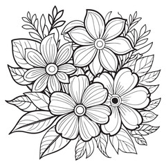 Luxury floral outline drawing coloring book pages line art sketch