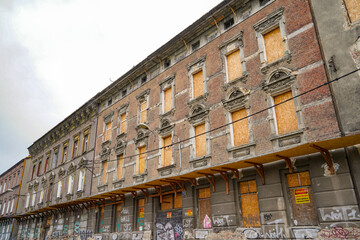 abandoned  bricks buildings in Katowice