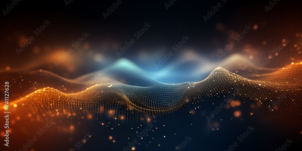 Wall mural abstract technology particles mesh background