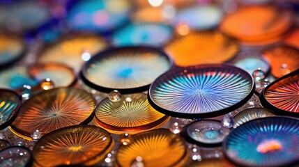 A close up of a bunch of glass buttons. Generative AI.