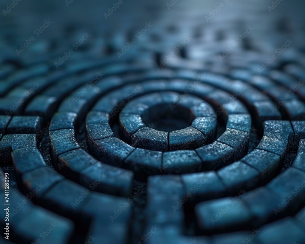 Poster a close up of a maze with a circular design. generative ai.