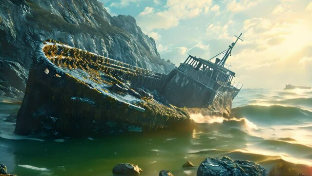 abandoned shipwreck Footage 4k