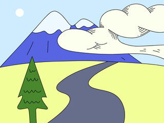 mountain landscape simple hand drawn
