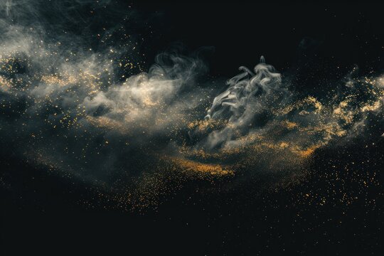 Shiny smoke. Glitter fluid. Ink water. Magic mist. Beige color particles texture paint vapor storm wave