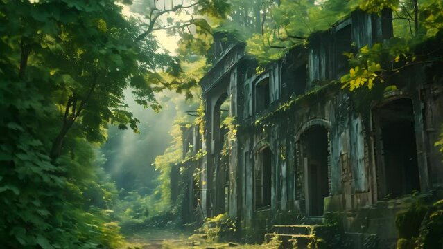 ruins of abandoned houses Footage 4k