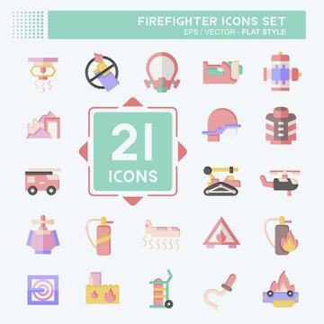 Icon Set Firefighter. related to Education symbol. flat style. simple design editable. simple illustration