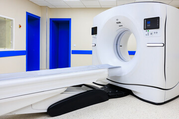 Tomograph in the hospital. Background with selective focus and copy space