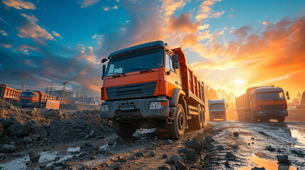 truck on road mining construction site