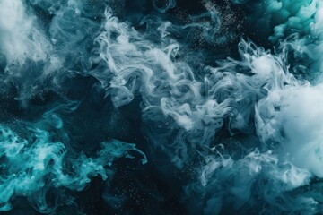 Fototapeta na wymiar Shiny smoke. Glitter fluid. Ink water. Magic mist. Mint color particles texture paint vapor storm wave