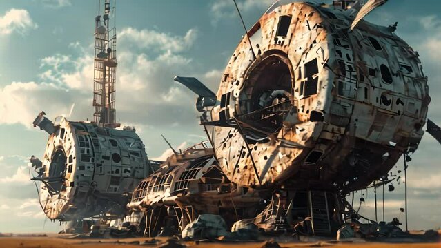 Satellite antenna abandoned Footage 4k