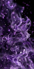 Shiny smoke. Glitter fluid. Ink water. Magic mist. Purple color particles texture paint vapor storm