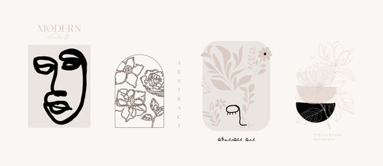 Abstract modern contemporary art illustrations, bohemian artistic