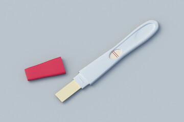 Pregnancy test. Positive result. Device to determine a pregnant woman. Reproductive function. Family planning. 3d render