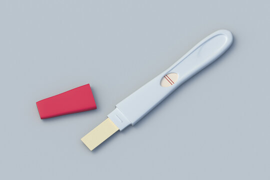 Pregnancy test. Positive result. Device to determine a pregnant woman. Reproductive function. Family planning. 3d render