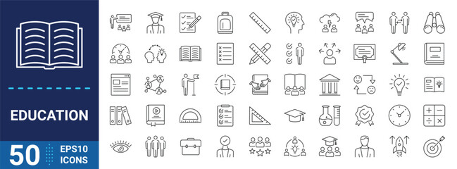 Education outline icon set. Set of education, e-learning icon eps10 - Vector