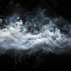 Shiny smoke. Glitter fluid. Ink water. Magic mist. Silver color particles texture paint vapor storm wave