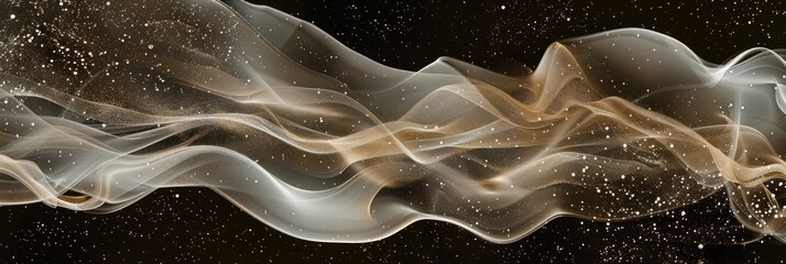Shiny smoke. Glitter fluid. Ink water. Magic mist. Tan color particles texture paint vapor storm wave 