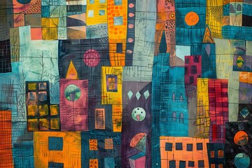 A vibrant tapestry of urban life, captured in a kaleidoscope of color, where every block tells a story.

