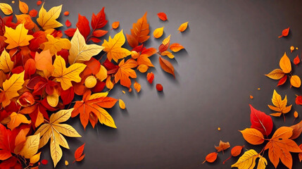 Vector Autumn Leaves Background with red, orange, yellow foliage