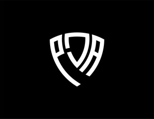 Fototapeta premium PJA creative letter shield logo design vector icon illustration